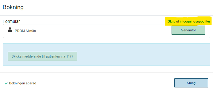 Booking screen