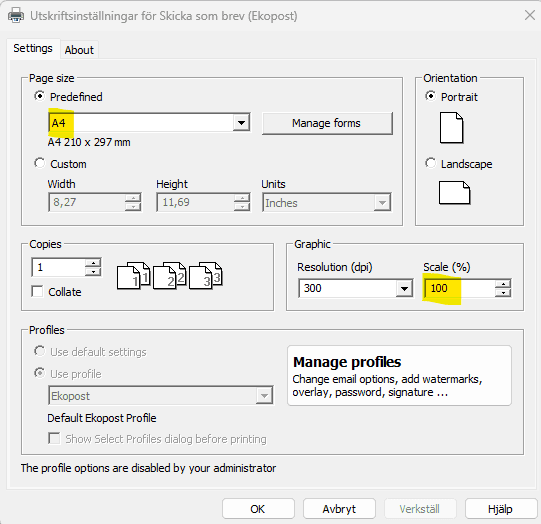 Printsettings